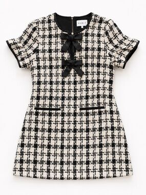NWT Mable Bow Tweed Mini Dress Large | Gossip Girl Old Money Coquette Valentino